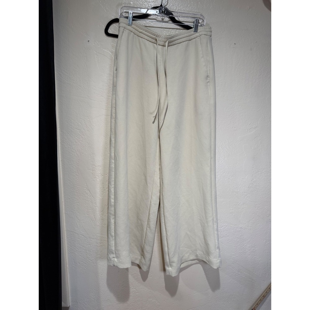 Cream Wide Leg Cropped Drawstring Pants‎ RN17730 Recycled Polyester Women Size M